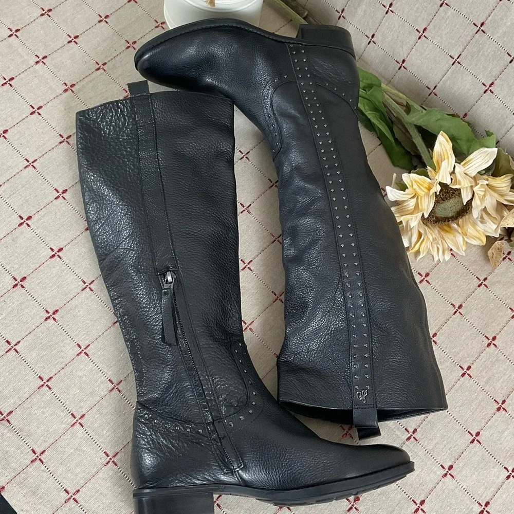 💐HP💐 Sam Edelman Prina Studded Soft Black Leather Knee High Riding Boots 6.5 - Picture 11 of 11